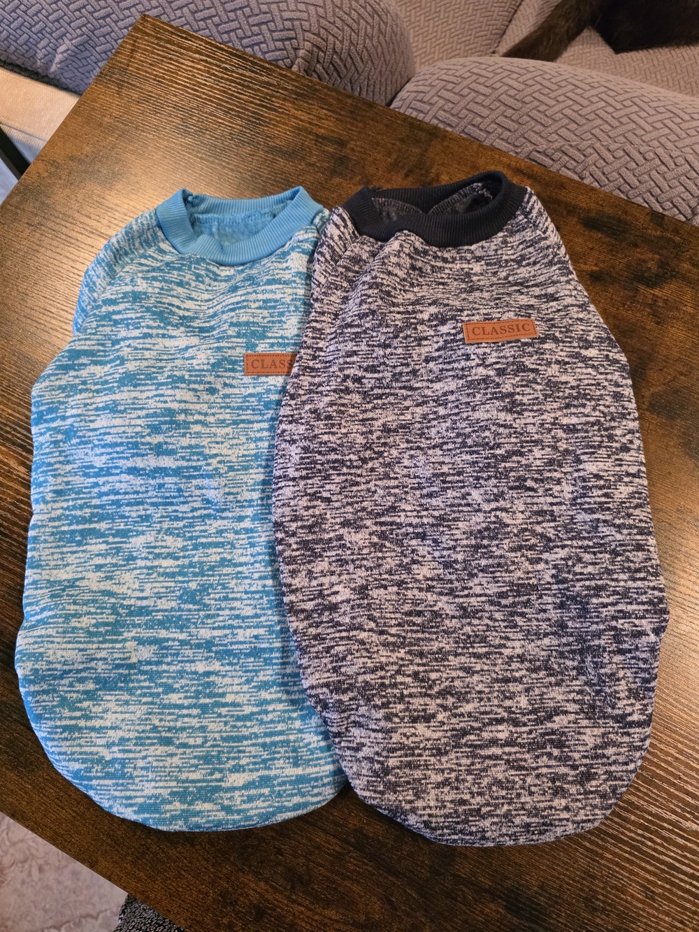 Two New Dog Shirt/fleece - Navy Blue Heather & Teal Heather